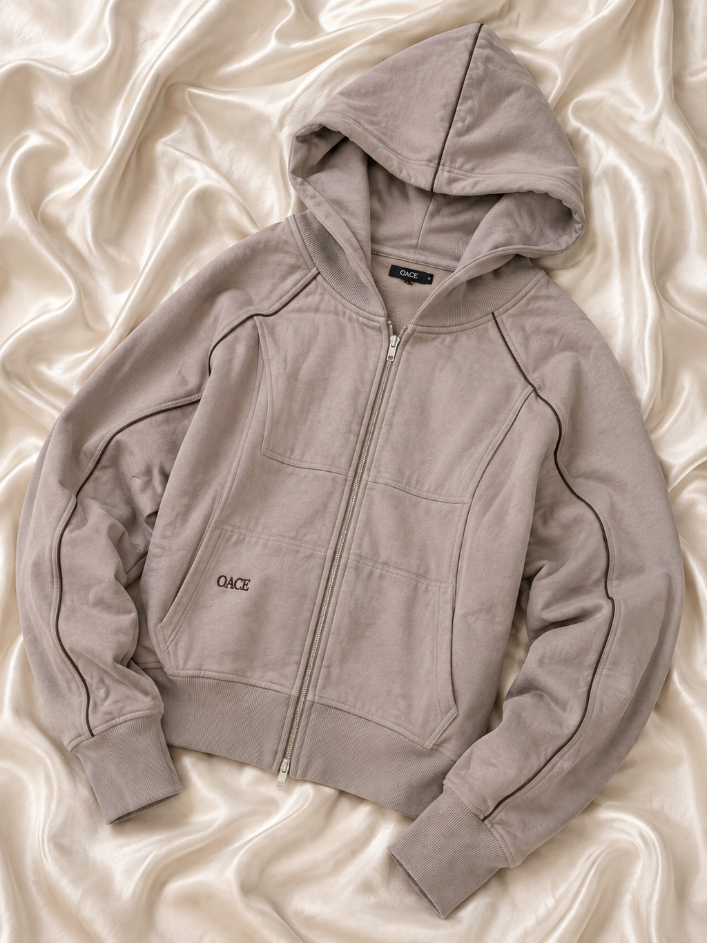 OACE Zip Hoodie / Sweatjacke in Taupe – Gr. S