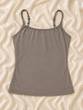 Creamy Fabrics Spaghettiträger-Top in Taupe / Greige – Gr. S