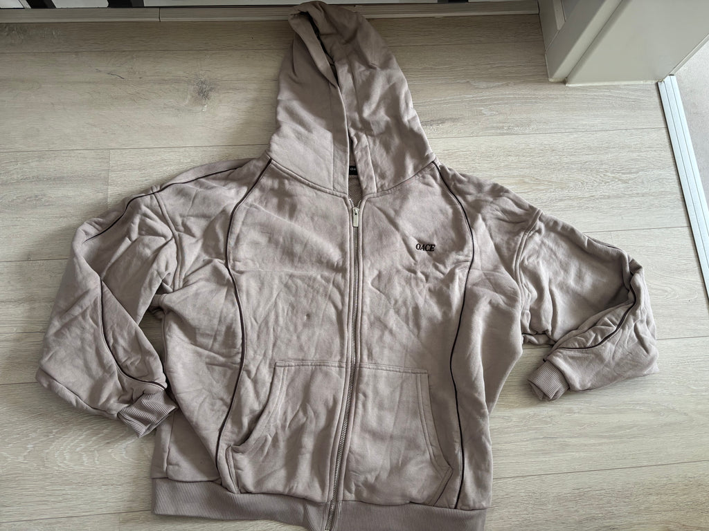 OACE Zip Hoodie / Sweatjacke in Taupe – Gr. S