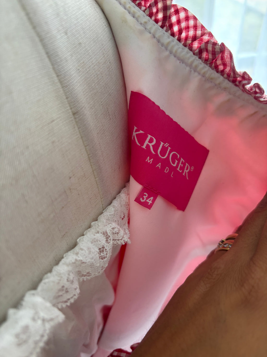 Krüger Madl Dirndl Rot Weiß Gr. 34 inkl. Schürze & Dirndlbluse