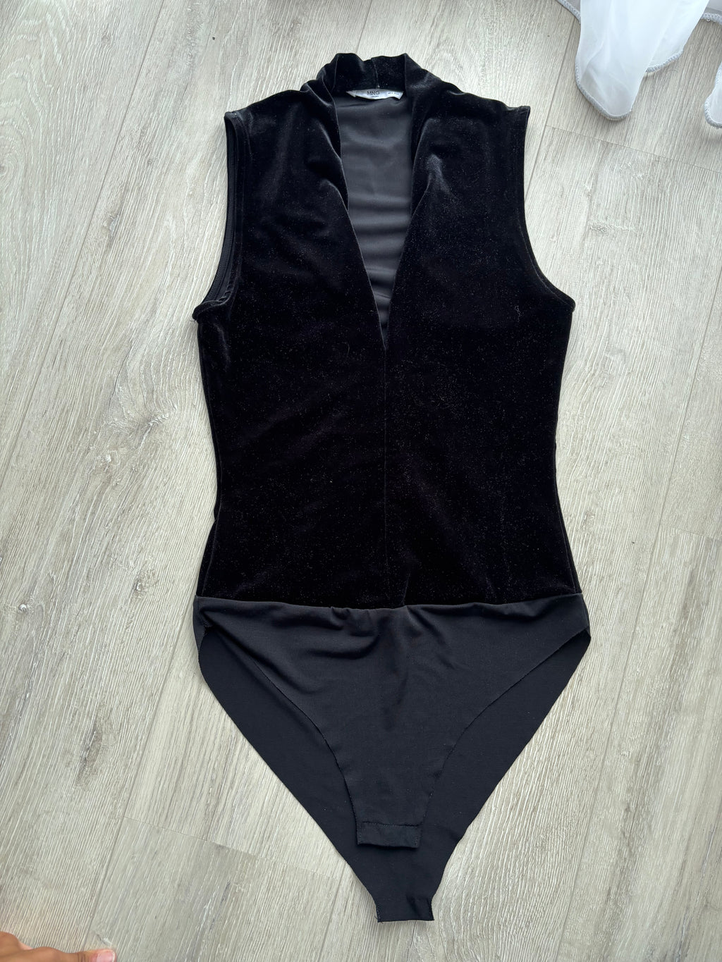 Mango Samt Body Schwarz Damen Gr. XS