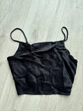 Zara Satin Crop Top Schwarz Spaghettiträger Damen Gr. S