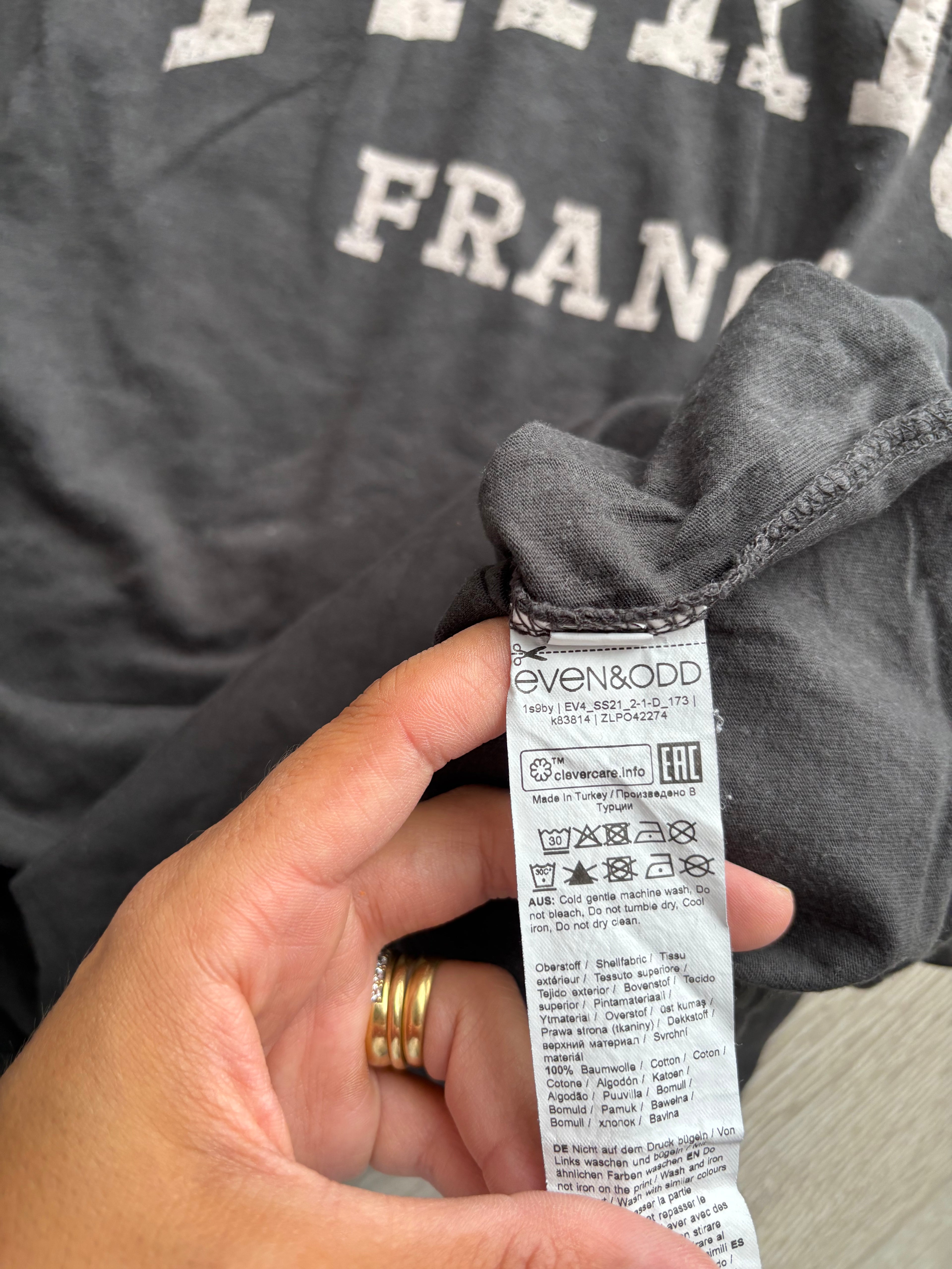 Even&Odd T-Shirt „PARIS FRANCE“ Damen Anthrazit Gr. S 100 % Baumwolle