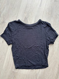 ZARA Damen Basic Crop T-Shirt Schwarz Kurzarm Gr. S
