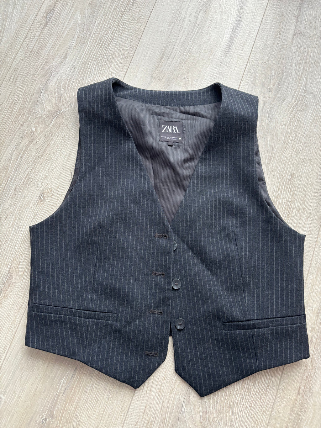 ZARA Damen Nadelstreifen Weste Schwarz Business Anzugweste Gr. XS