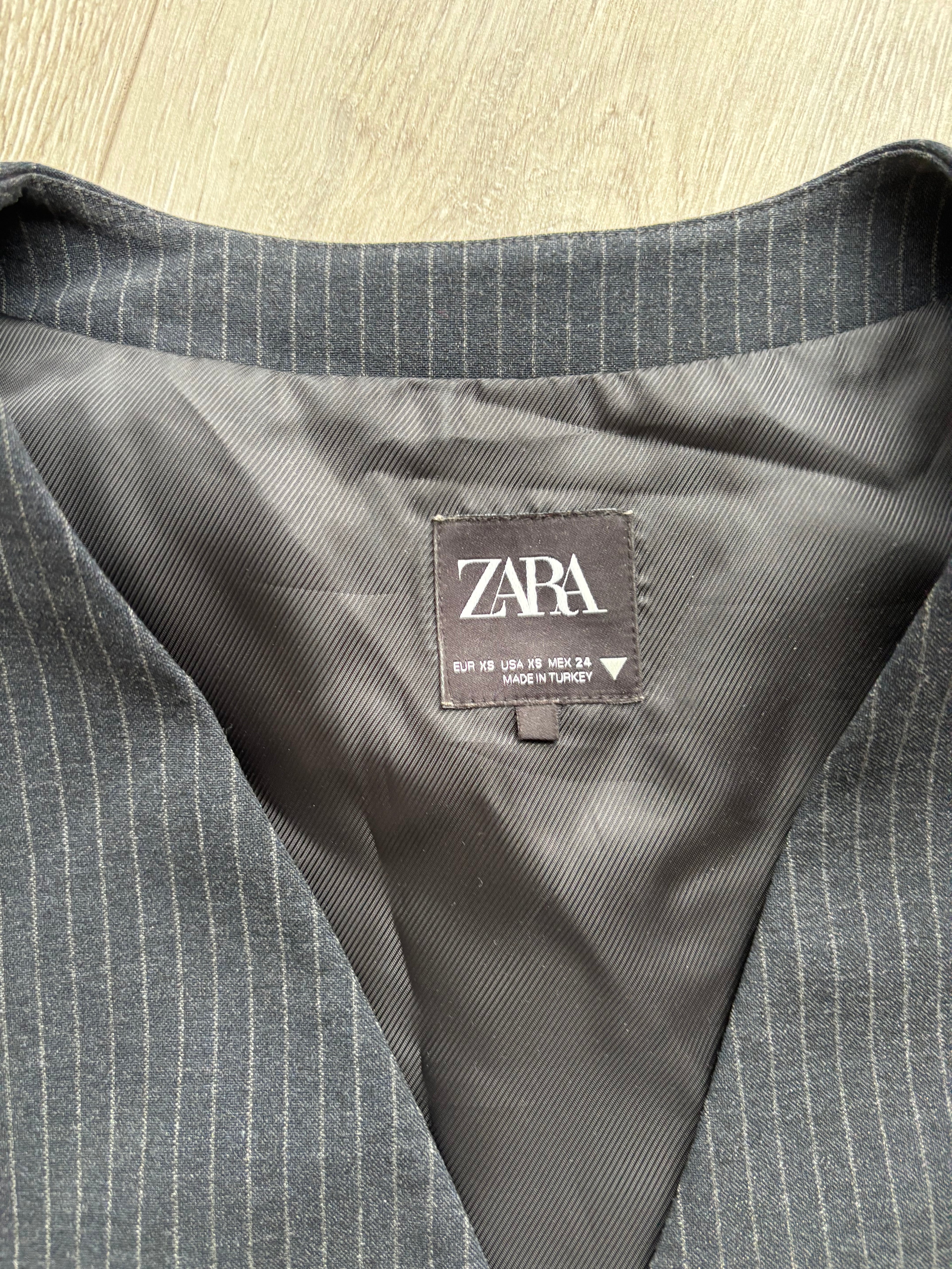 ZARA Damen Nadelstreifen Weste Schwarz Business Anzugweste Gr. XS