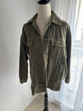 ZARA Damen Cordjacke Khaki Oversize Hemdjacke Shacket Gr. XS
