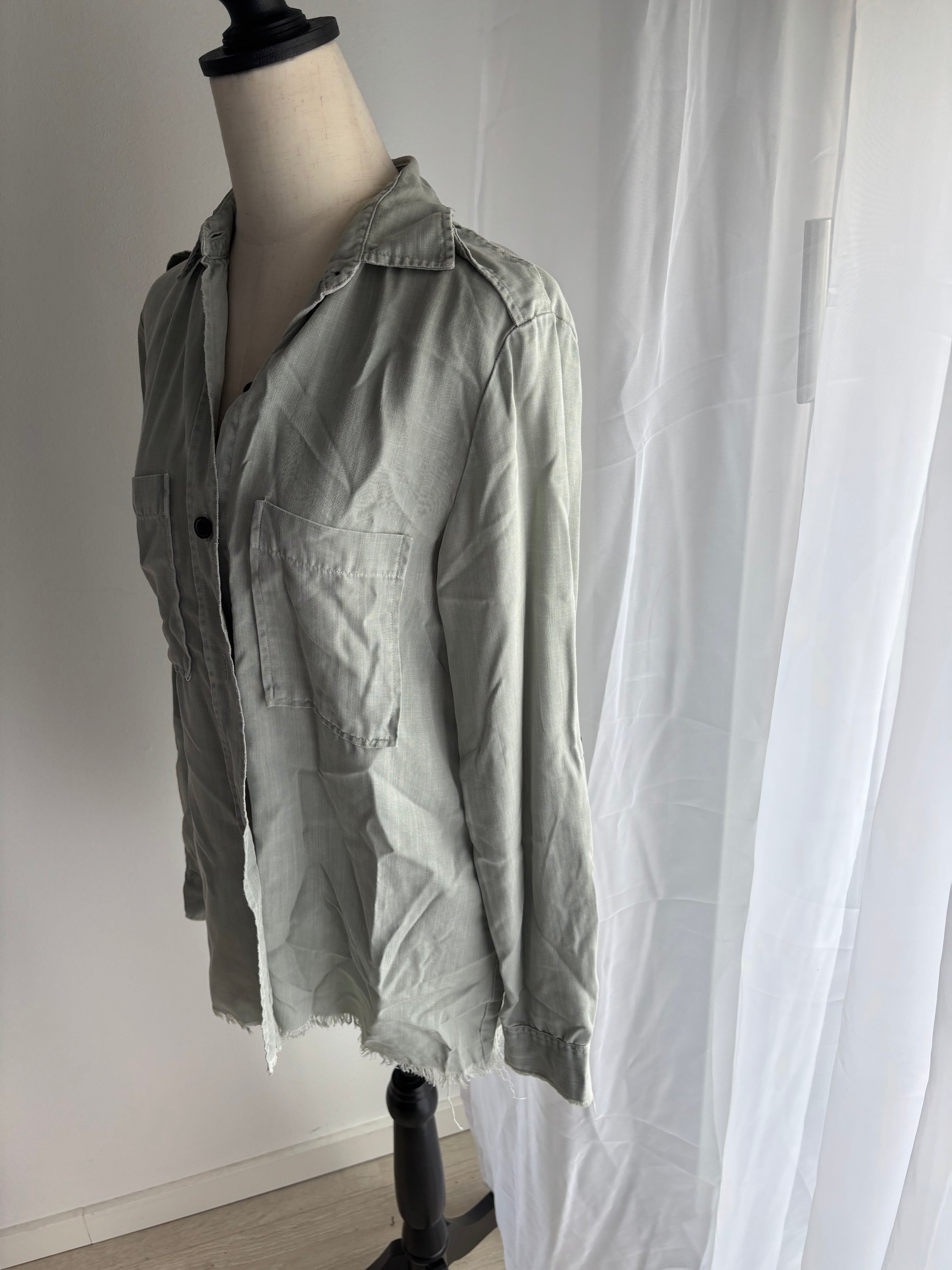 ZARA Woman Premium Denim Collection Damen Hemdbluse Hellgrün Gr. S