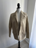 ZARA Kunstleder-Blazer Beige Damen Gr. S | Oversized | Faux Leather