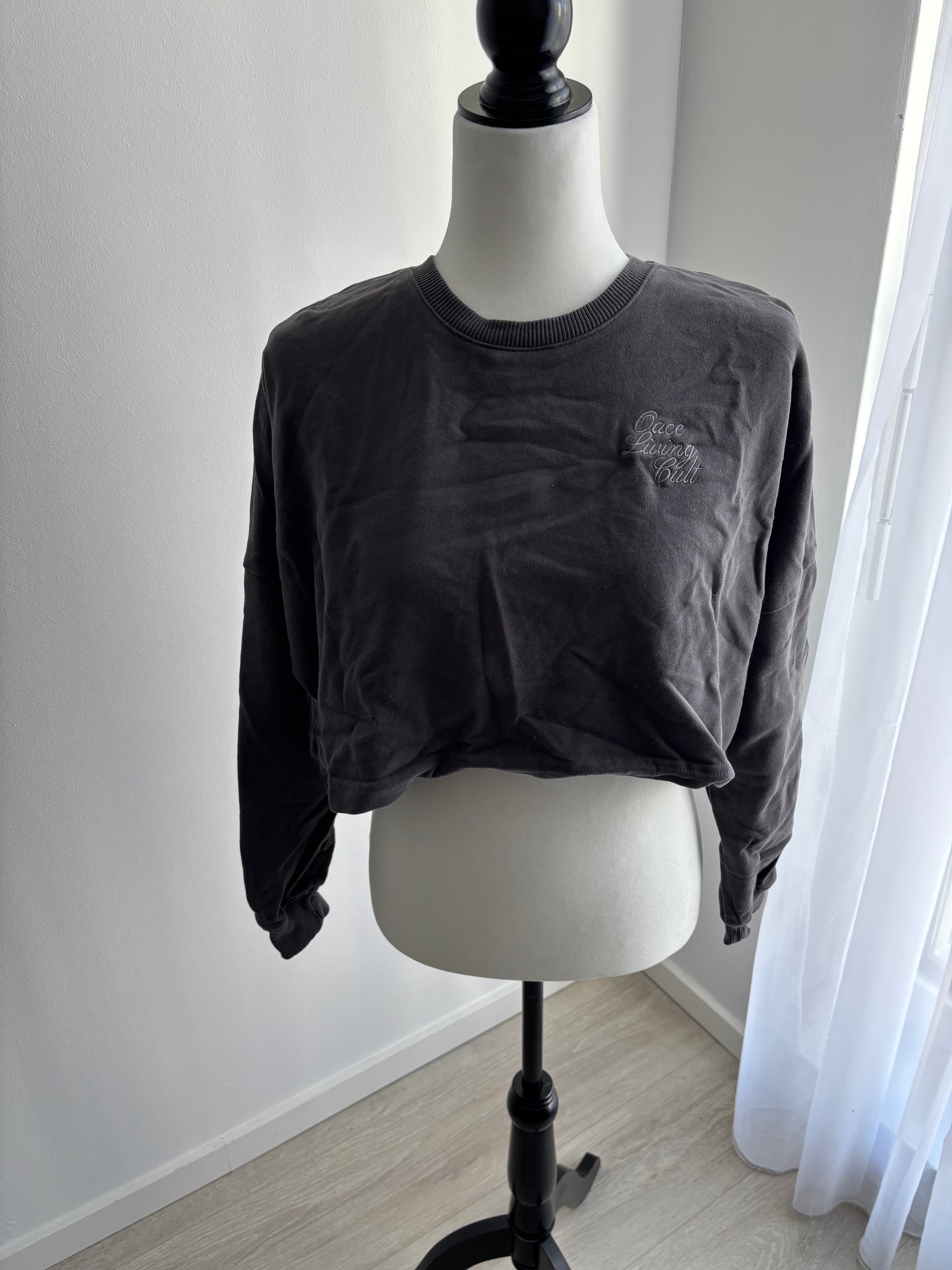 OACE Cropped Sweatshirt Dunkelgrau – Größe S